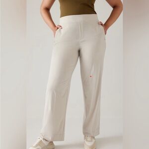 ATHLETA BROOKLYN HEIGHTS HIGH RISE WIDE TROUSER, SIZE 0 NWT Color Abalone